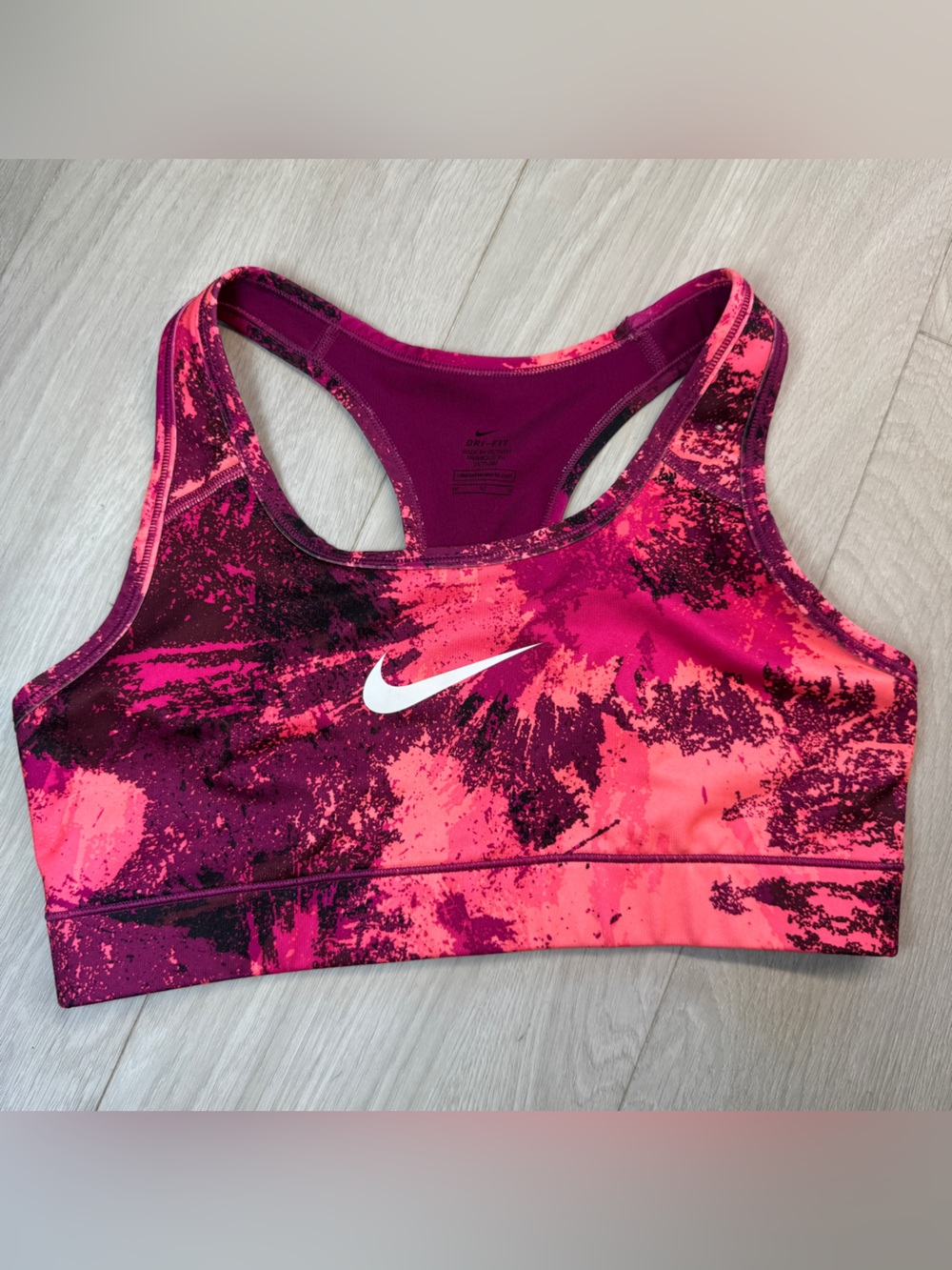 Nike Dri-FIT Sports Bra Women’s Medium Pink Black Running Training Racerback Bra
